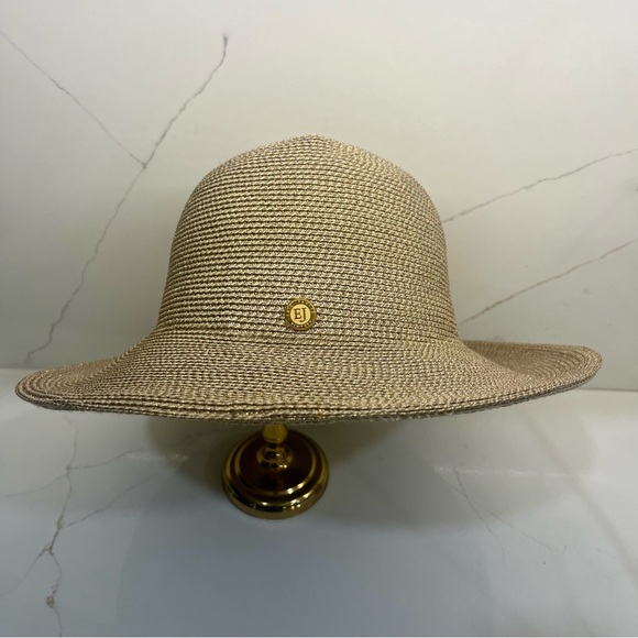 Eric Javits Wide Rim Woven & Gold Metallic Sun Hat NWOT - Picture 4 of 6
